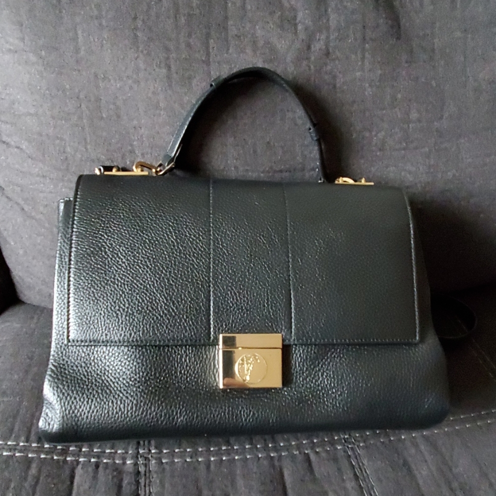 Black Leather Versace Handbag